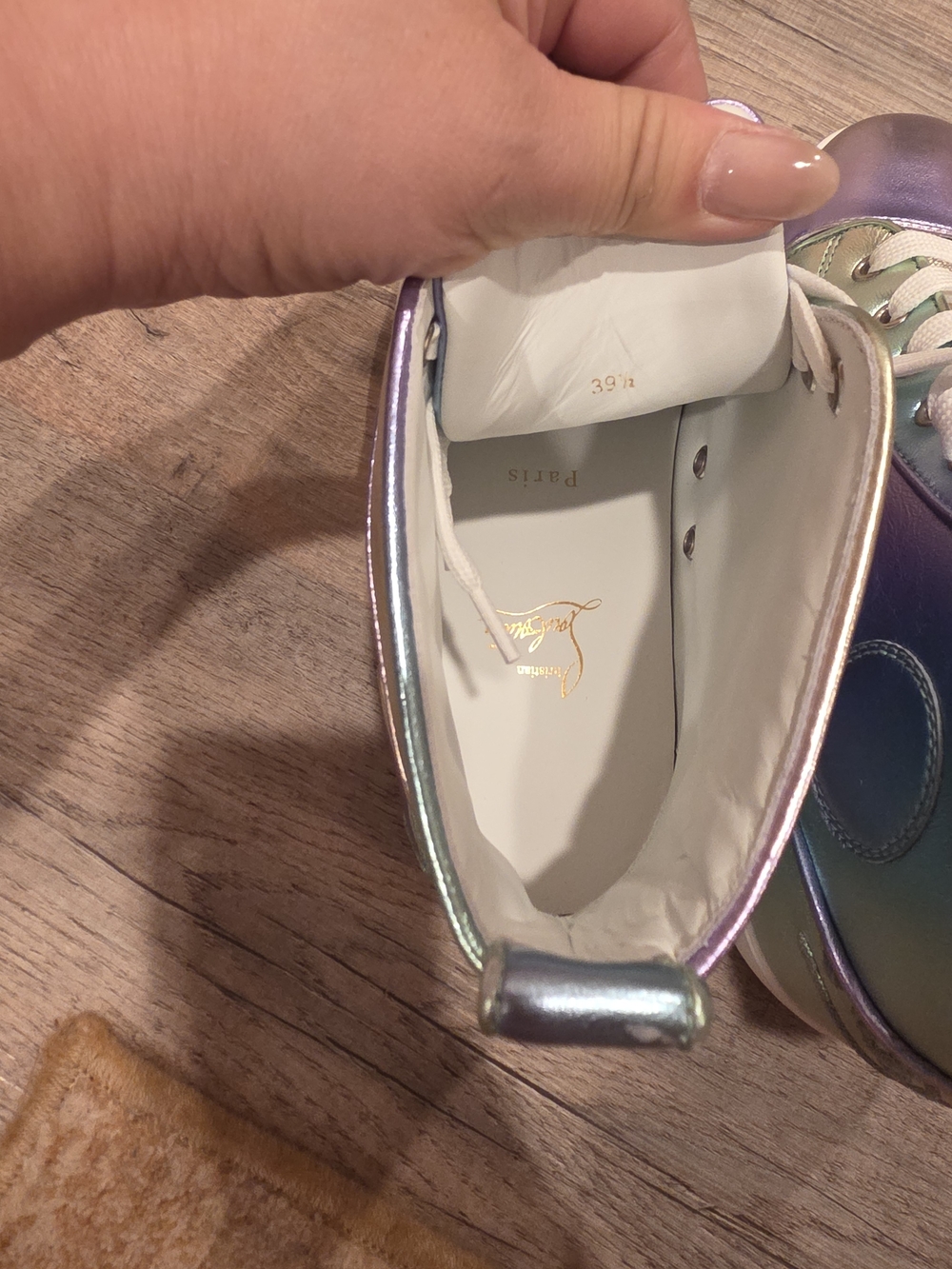 Christian Louboutin Iridescent Pastel High-Top Sneakers - Picture 8 of 9